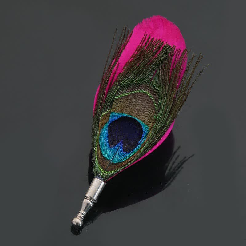 Unisex Classic Wedding Party Colorful Peacock Feather Brooch - Image 12