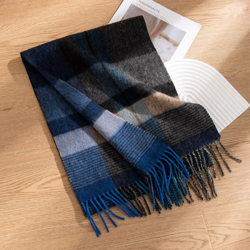 Unisex Color-Blocked Design Cashmere Scarf - Image 11