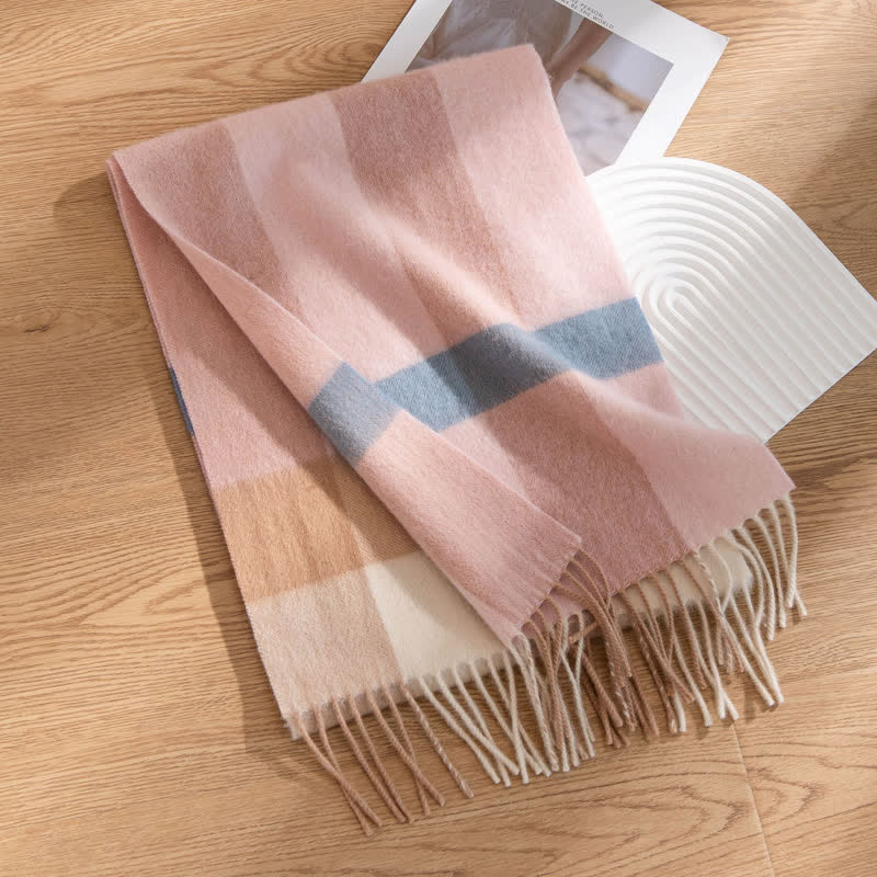 Unisex Color-Blocked Design Cashmere Scarf - Image 12