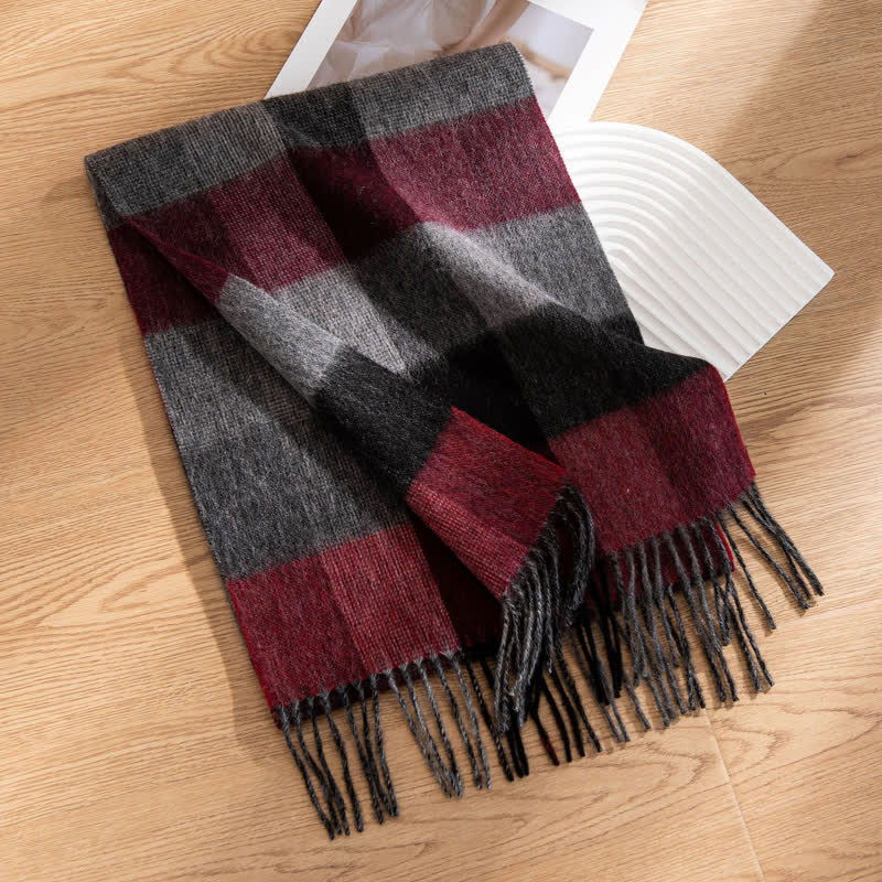 Unisex Color-Blocked Design Cashmere Scarf - Image 3