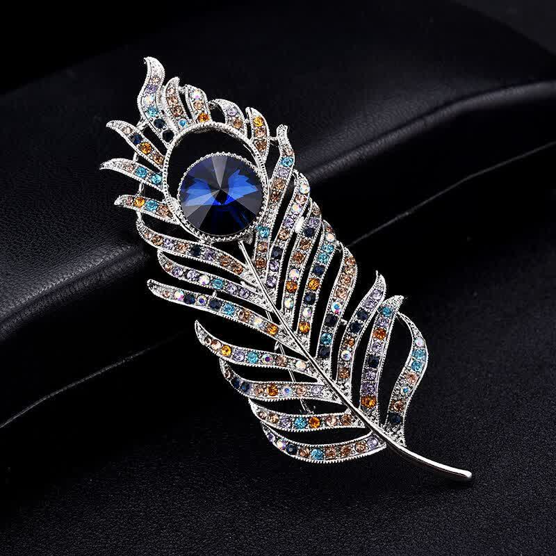 Unisex Colorful Rhinestone Phoenix Feather Shape Brooch - Image 2