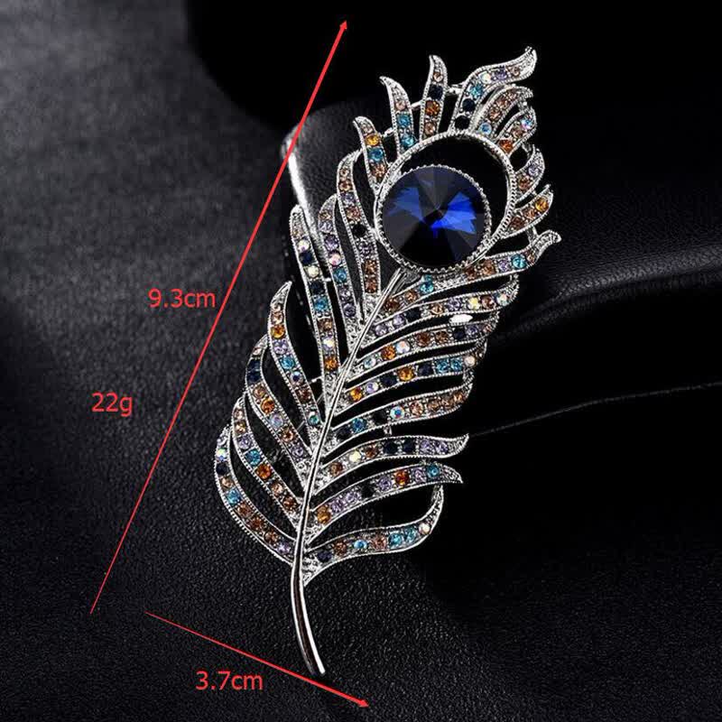 Unisex Colorful Rhinestone Phoenix Feather Shape Brooch - Image 4