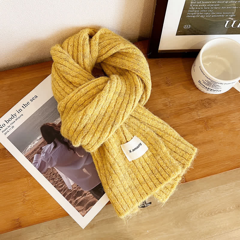 Unisex Cozy Knitted Solid Color Narrow Scarf - Image 8