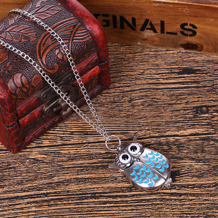 Unisex Cute Owl Retro Quartz Pocket Watch Long Chain - Image 5