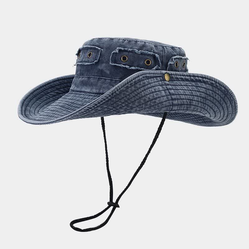Unisex Denim Patch Sun Protection Bucket Hat - Image 8