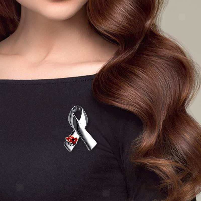 Unisex Disease Awareness Ribbon Poppy Brooch - Image 3