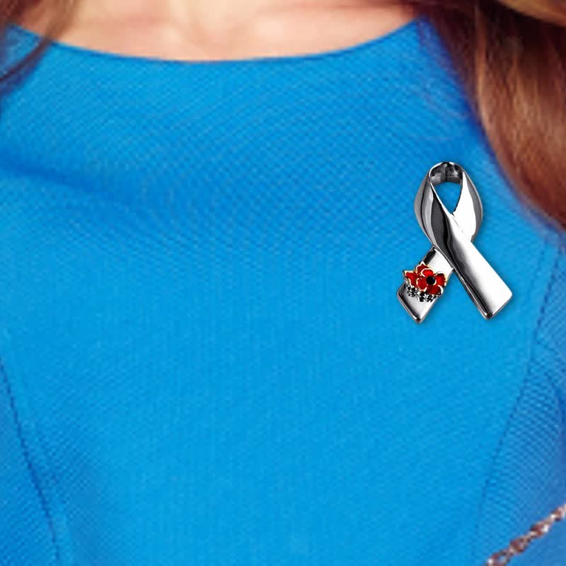 Unisex Disease Awareness Ribbon Poppy Brooch - Image 4