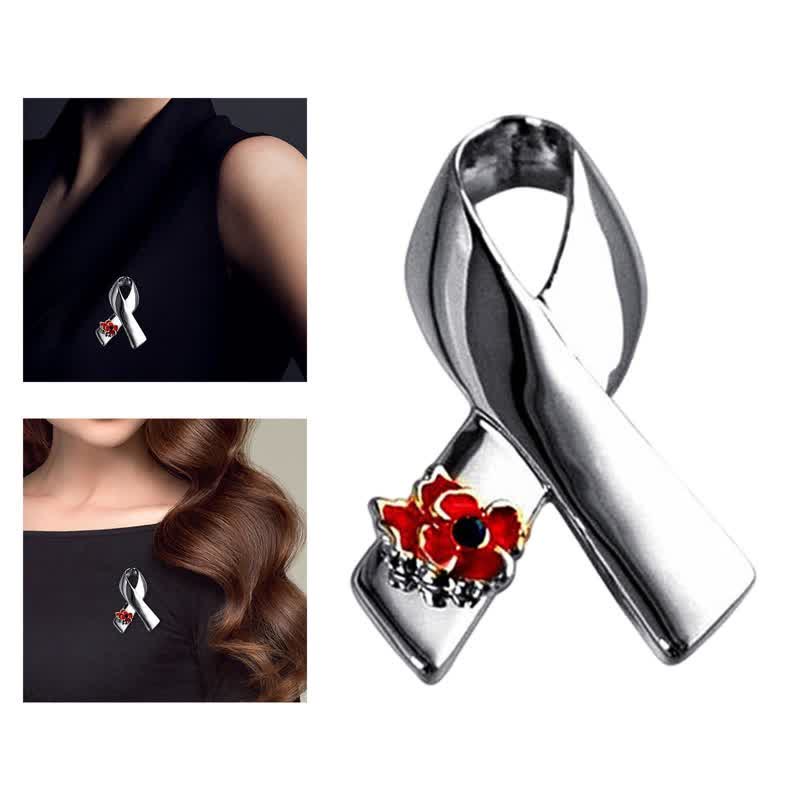 Unisex Disease Awareness Ribbon Poppy Brooch - Image 5
