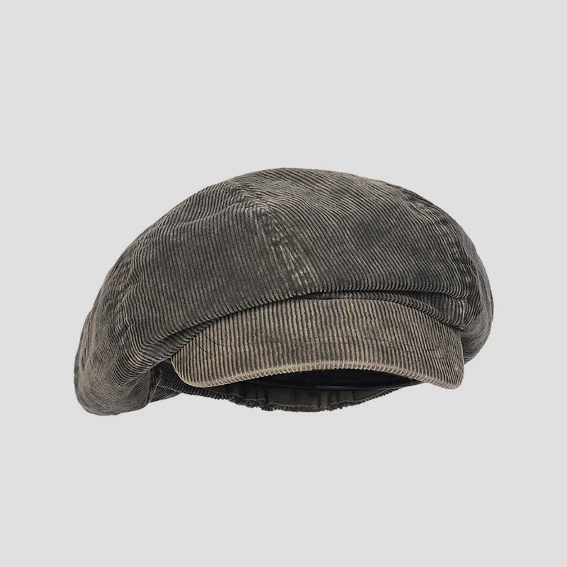 Unisex Distress Washed Corduroy Cloud Beret Hat - Image 12