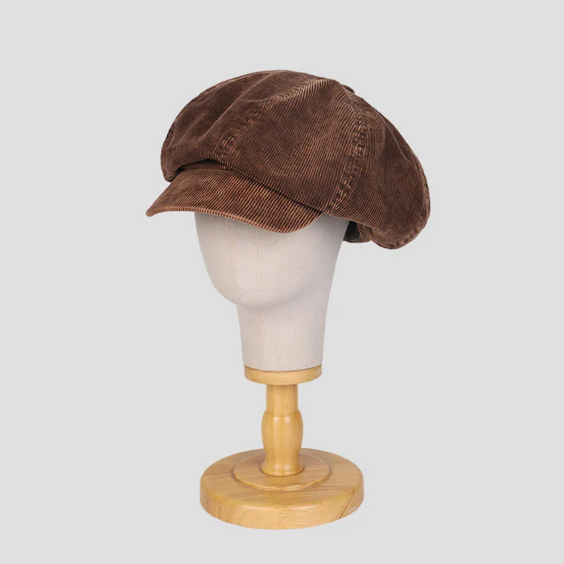Unisex Distress Washed Corduroy Cloud Beret Hat - Image 2