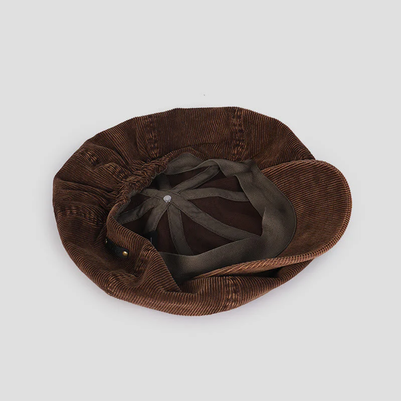 Unisex Distress Washed Corduroy Cloud Beret Hat - Image 4