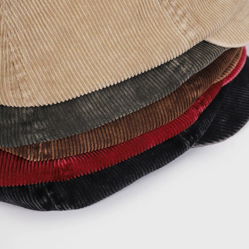 Unisex Distress Washed Corduroy Cloud Beret Hat - Image 6