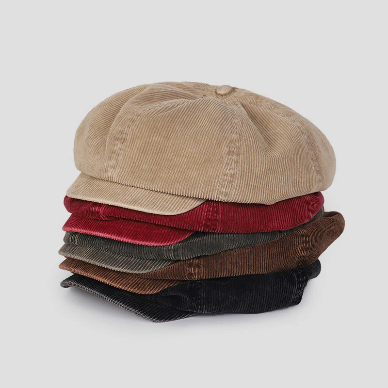 Unisex Distress Washed Corduroy Cloud Beret Hat - Image 7