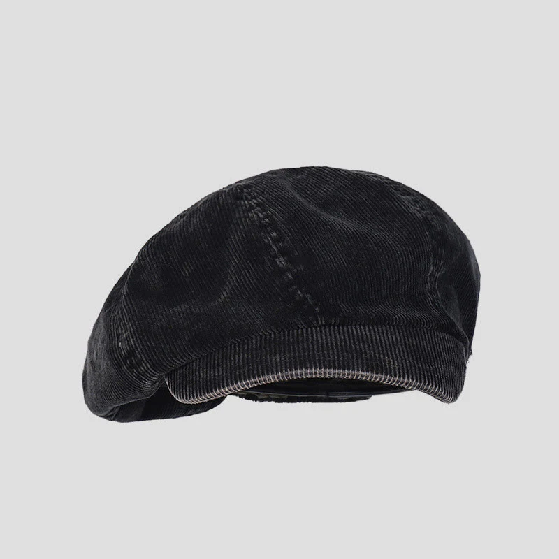 Unisex Distress Washed Corduroy Cloud Beret Hat - Image 9