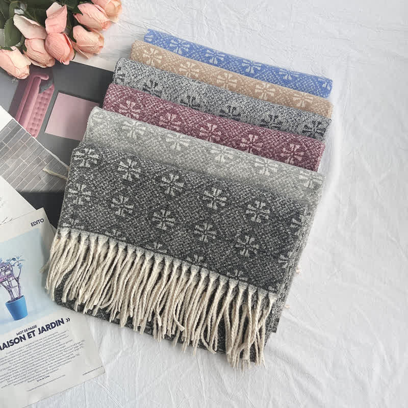 Unisex Geometric Abstract Rustic Pattern Jacquard Scarf - Image 2