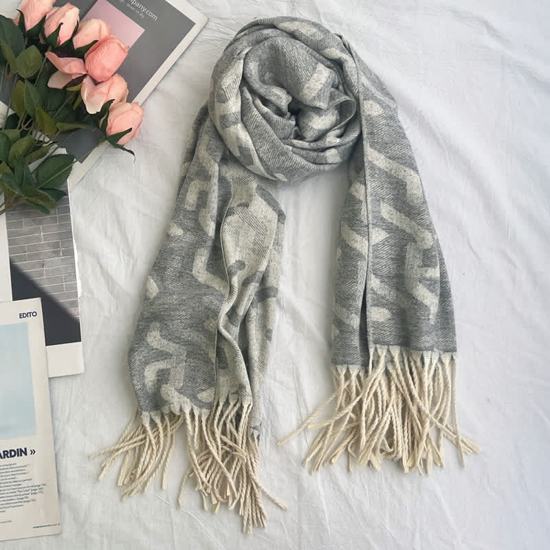 Unisex Geometric Abstract Rustic Pattern Jacquard Scarf - Image 24