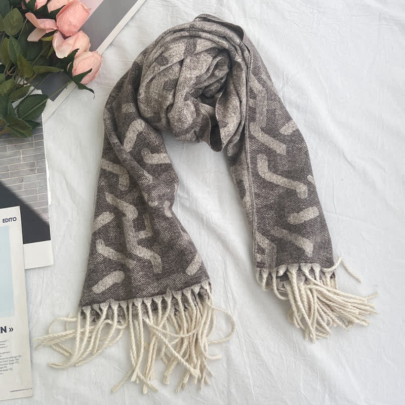Unisex Geometric Abstract Rustic Pattern Jacquard Scarf - Image 26