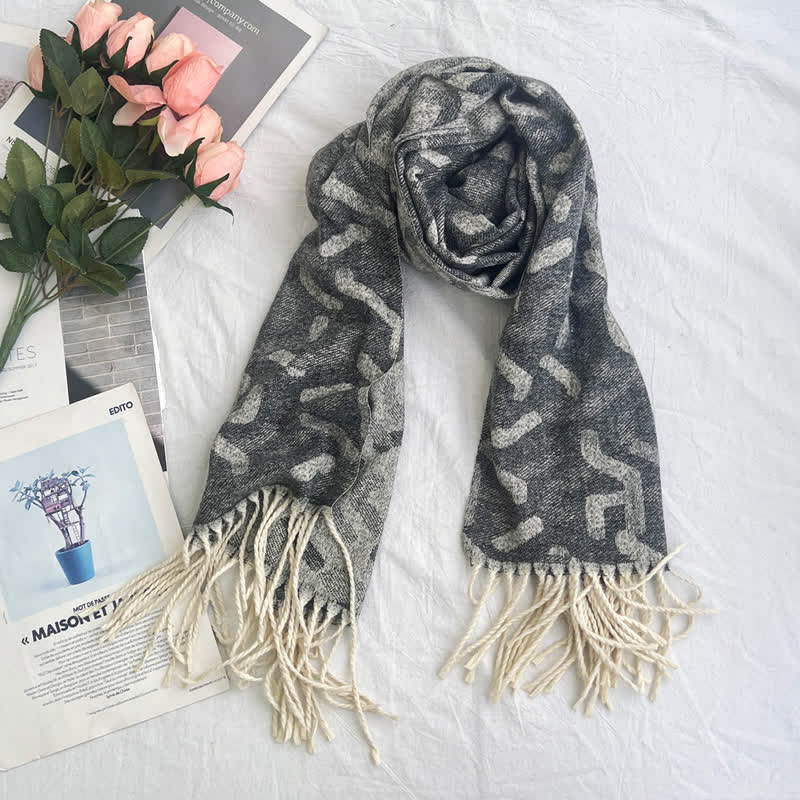 Unisex Geometric Abstract Rustic Pattern Jacquard Scarf - Image 28