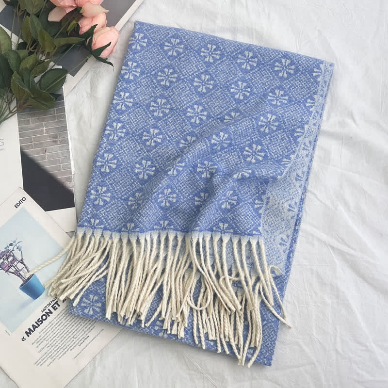 Unisex Geometric Abstract Rustic Pattern Jacquard Scarf - Image 3