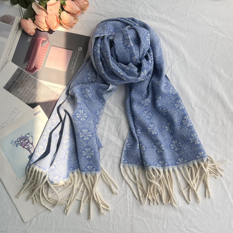 Unisex Geometric Abstract Rustic Pattern Jacquard Scarf - Image 4