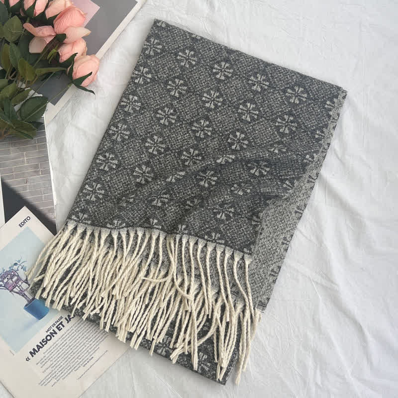 Unisex Geometric Abstract Rustic Pattern Jacquard Scarf - Image 7