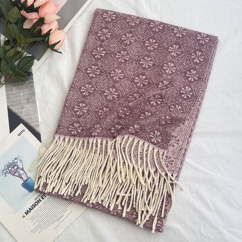 Unisex Geometric Abstract Rustic Pattern Jacquard Scarf - Image 9