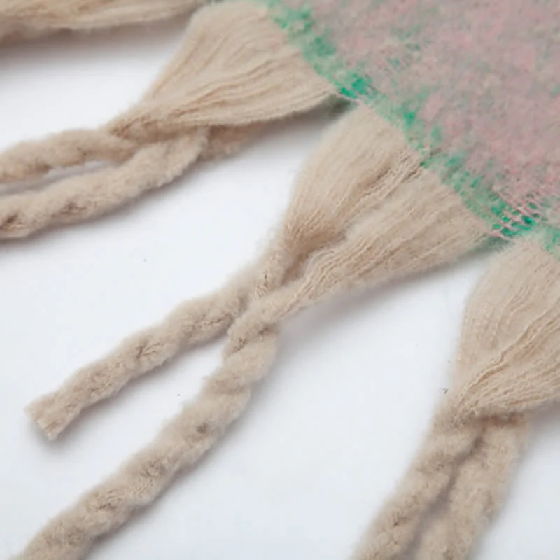 Unisex Gradient Color Tassels Cold Weather Roving Scarf - Image 10