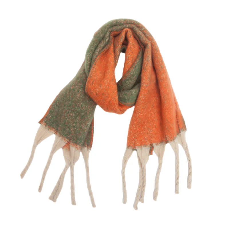 Unisex Gradient Color Tassels Cold Weather Roving Scarf - Image 13