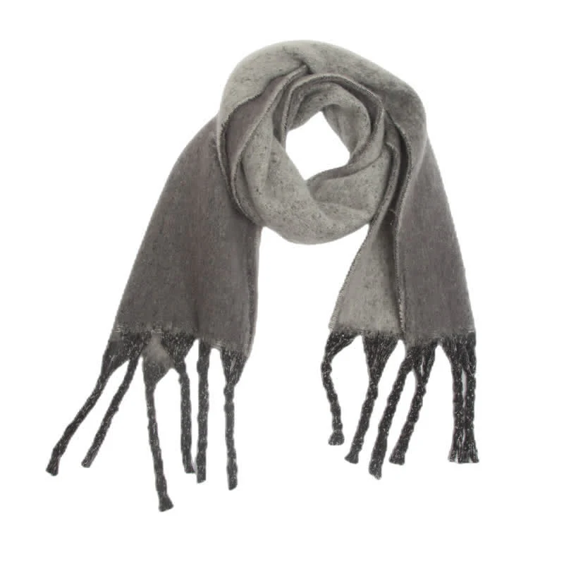 Unisex Gradient Color Tassels Cold Weather Roving Scarf - Image 15