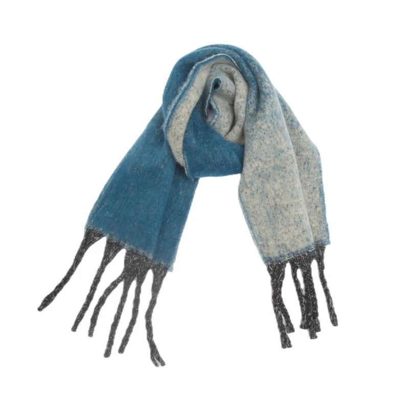 Unisex Gradient Color Tassels Cold Weather Roving Scarf - Image 2