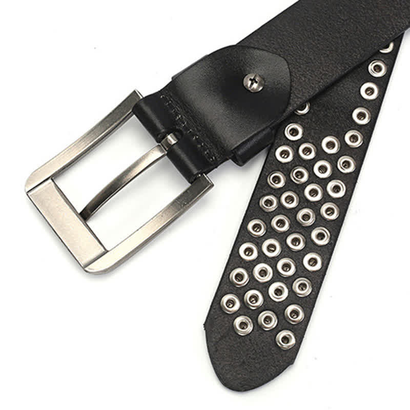 Unisex Hexagonal Rivet Studded Leather Belt - Image 14