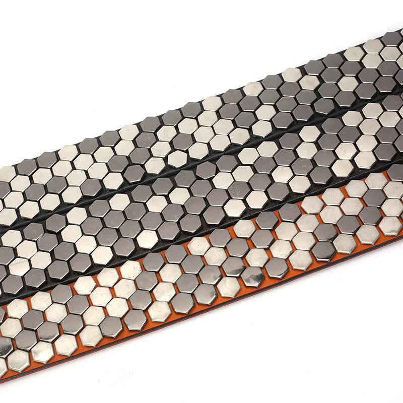 Unisex Hexagonal Rivet Studded Leather Belt - Image 5