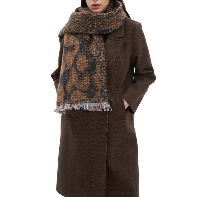Unisex Pretty Leopard Print Short Fringe Scarf - Image 4