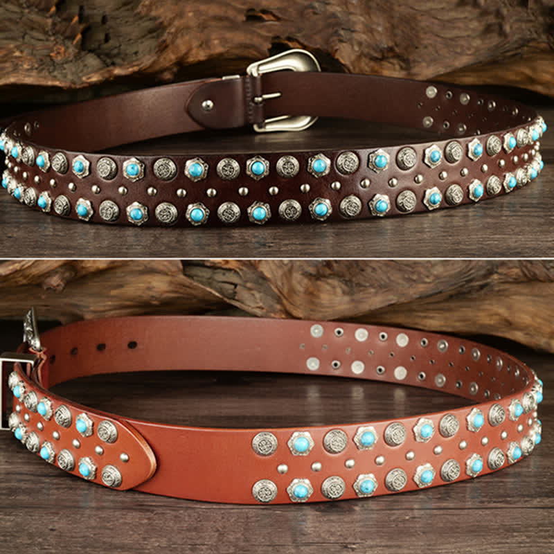 Unisex Luxurious Imitation Turquoise Accents Belt - Image 4