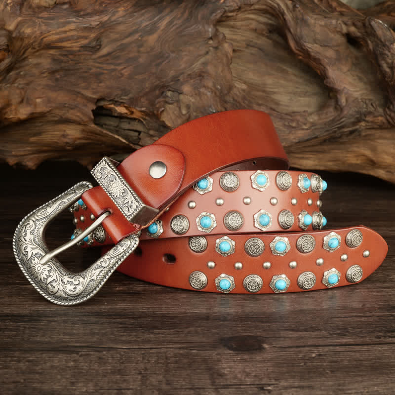 Unisex Luxurious Imitation Turquoise Accents Belt - Image 6