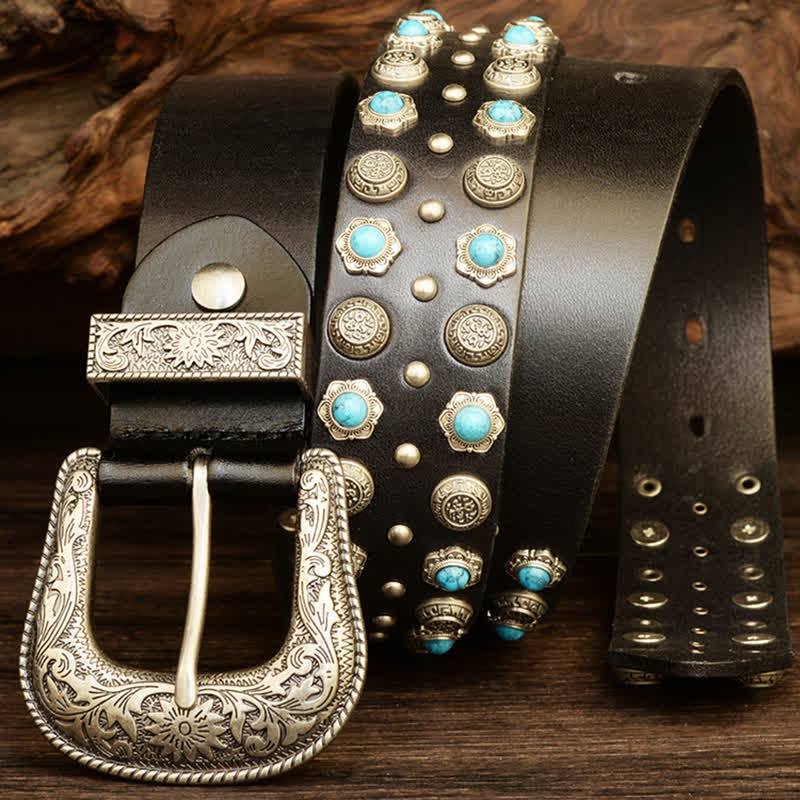 Unisex Luxurious Imitation Turquoise Accents Belt - Image 7