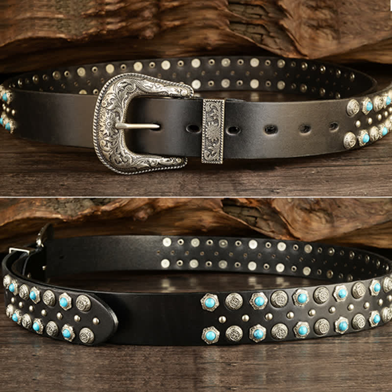 Unisex Luxurious Imitation Turquoise Accents Belt - Image 8