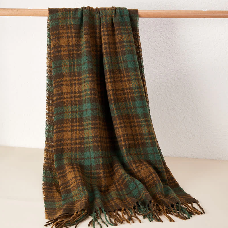 Unisex Luxury British Style Plaid Pattern Tassle Scarf - Image 3