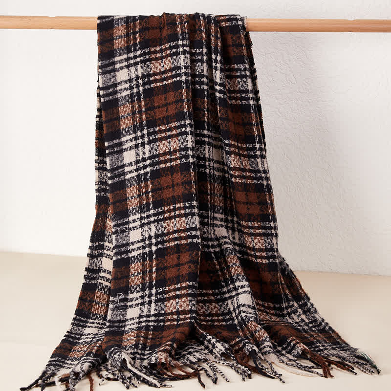 Unisex Luxury British Style Plaid Pattern Tassle Scarf - Image 8