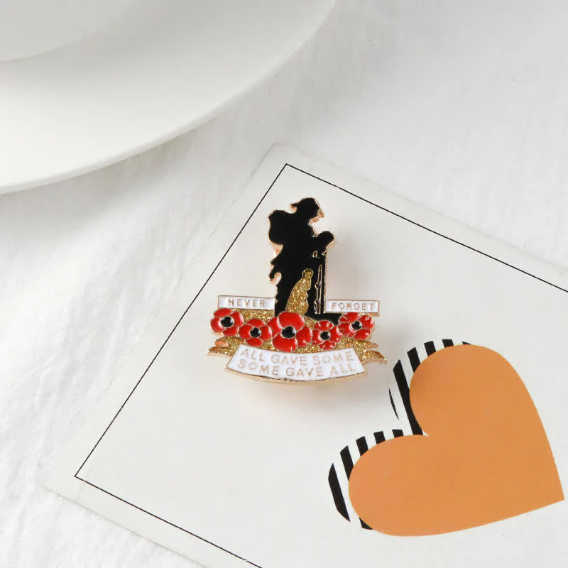 Unisex Memorial British Soldier Poppy Brooch - Image 5