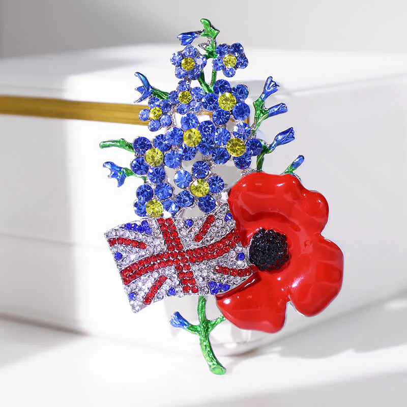 Unisex Multi Colour Union Flag Poppy Brooch - Image 2