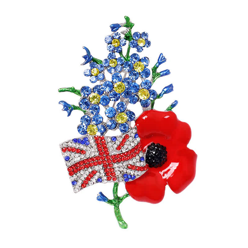 Unisex Multi Colour Union Flag Poppy Brooch - Image 3