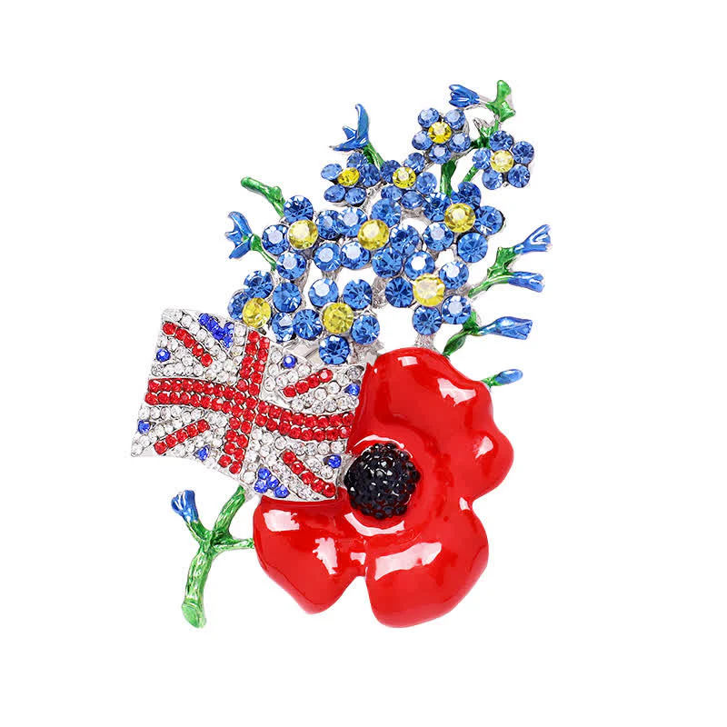 Unisex Multi Colour Union Flag Poppy Brooch - Image 4