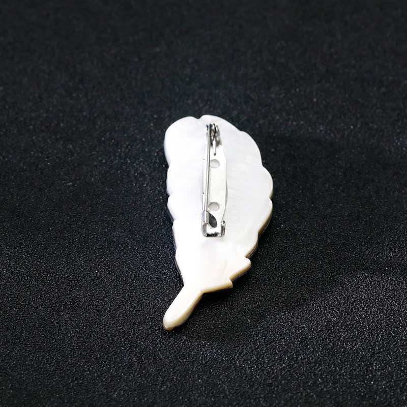 Unisex Natural Abalone Shell Feather Shape Brooch - Image 3
