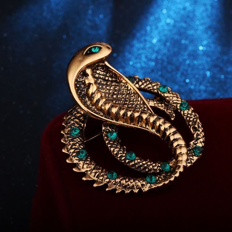 Unisex Original Retro Cobra Rhinestone Brooch - Image 2