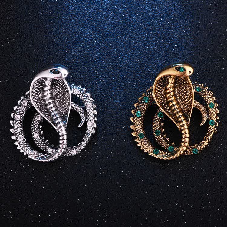 Unisex Original Retro Cobra Rhinestone Brooch - Image 3