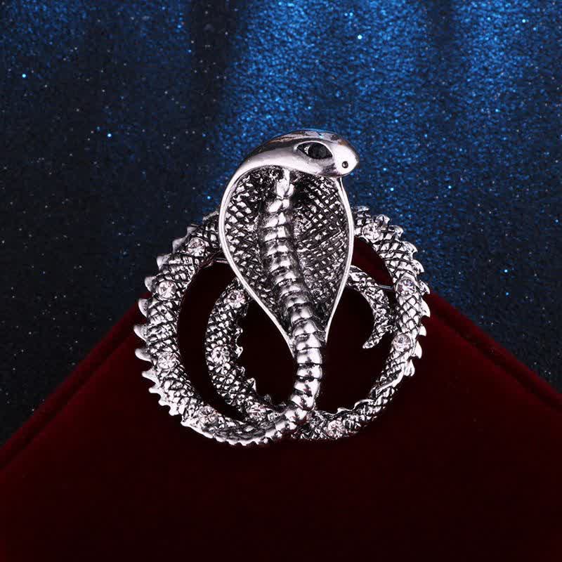 Unisex Original Retro Cobra Rhinestone Brooch - Image 4