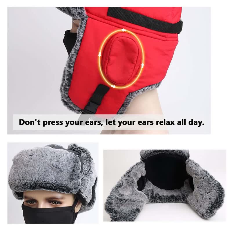 Unisex Outdooor Aviator Cap Faux Fur Trapper Hat Set - Image 10