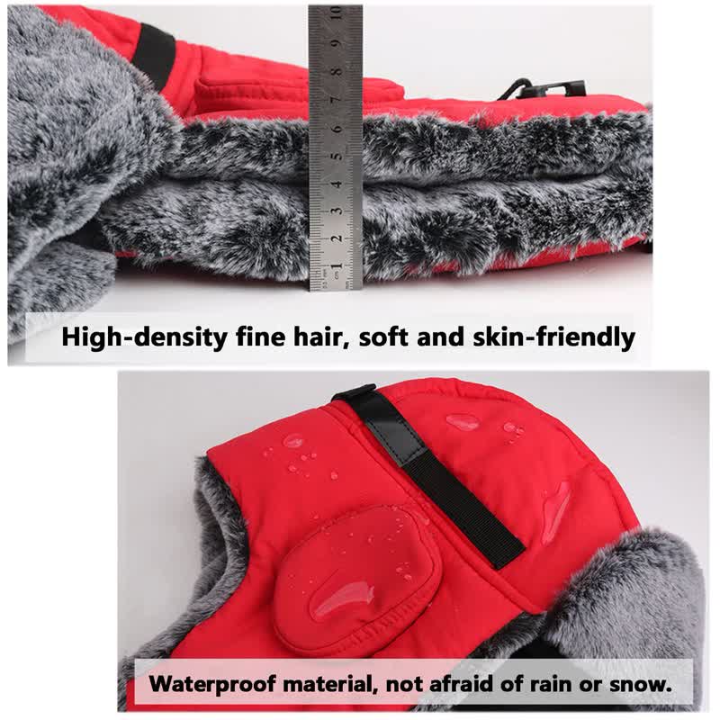 Unisex Outdooor Aviator Cap Faux Fur Trapper Hat Set - Image 12