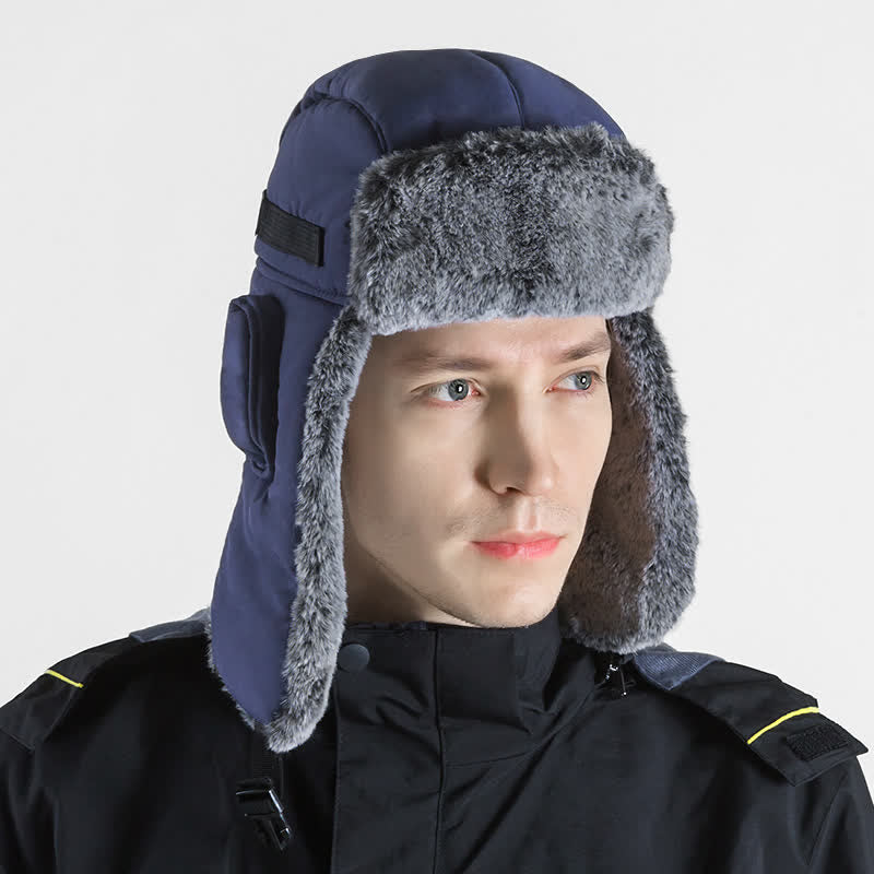 Unisex Outdooor Aviator Cap Faux Fur Trapper Hat Set - Image 14